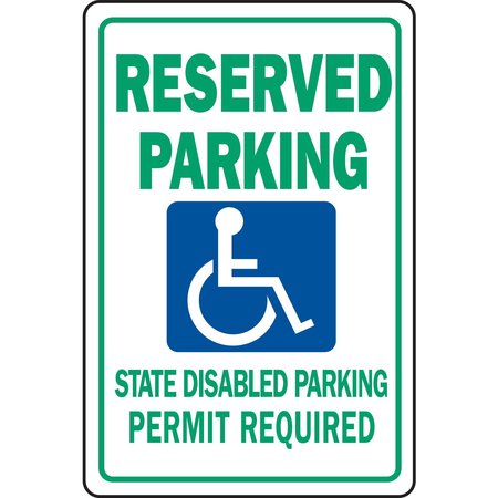 HY-KO Reserved Parking State Permit Sign 12" x 18" A00042